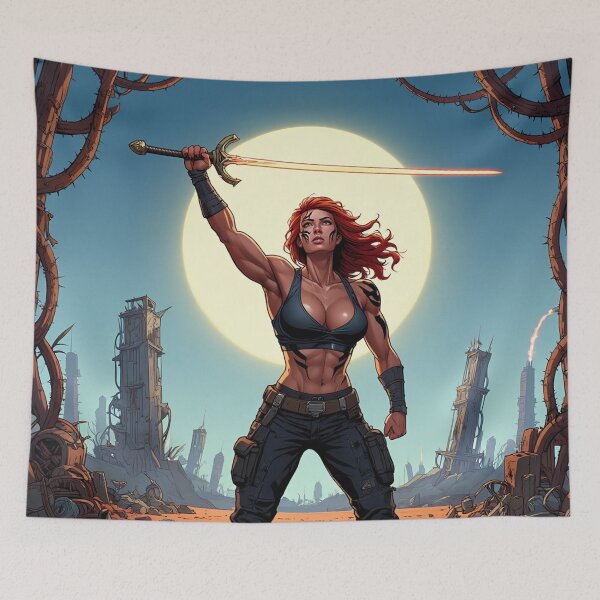 Item preview, The robot slayer The Wasteland Wanderer post apocalyptic fallout apocalypse woman  designed and sold by Vintage Designs +.
