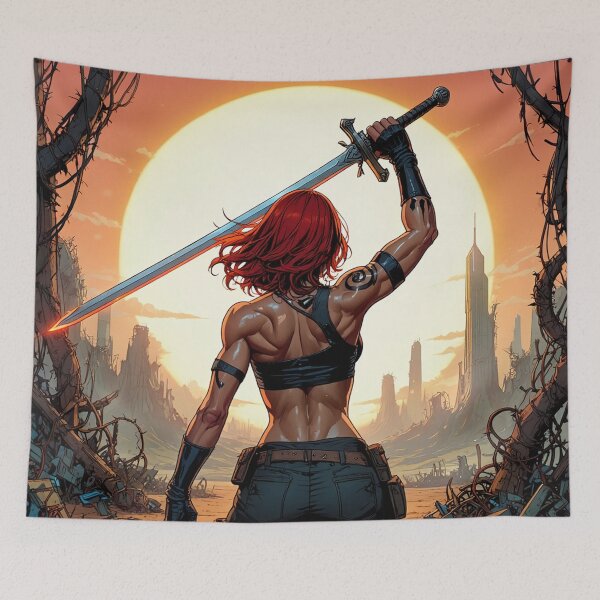 Item preview, The robot slayer The Wasteland Wanderer post apocalyptic fallout apocalypse woman  designed and sold by Vintage Designs +.