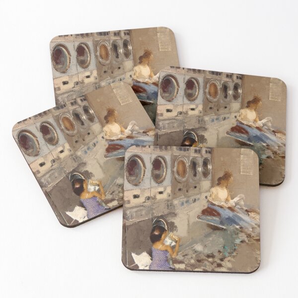 Item preview, Lost in Thought at the Laundromat – Vintage Urban Scene designed and sold by VibeMotion.