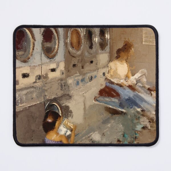 Item preview, Lost in Thought at the Laundromat – Vintage Urban Scene designed and sold by VibeMotion.
