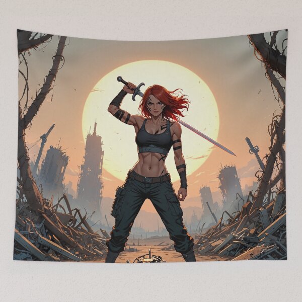Item preview, The robot slayer The Wasteland Wanderer post apocalyptic fallout apocalypse woman  designed and sold by Vintage Designs +.