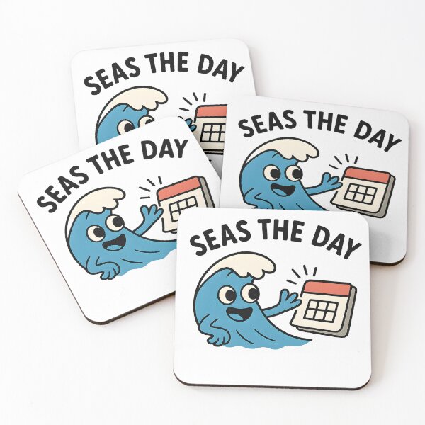 Item preview, Seas the Day – Motivational Ocean Wave Pun designed and sold by AbsurdityLaws.