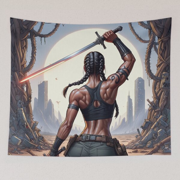 Item preview, The robot slayer The Wasteland Wanderer post apocalyptic fallout apocalypse woman  designed and sold by Vintage Designs +.