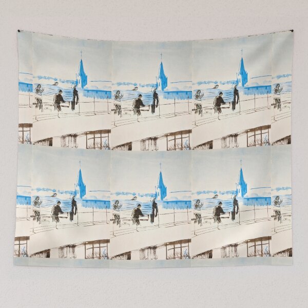 Item preview, Working men on roof top painting designed and sold by MikeJory.