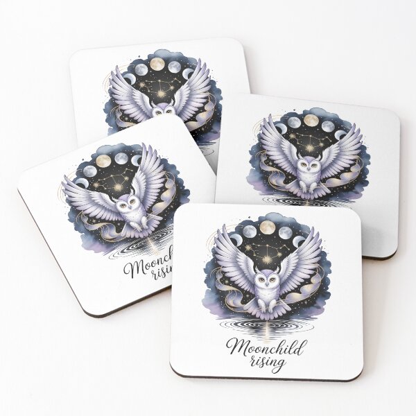 Item preview, Moonchild Rising – Mystical Owl and Lunar Phases Art designed and sold by LaLi-Designs.