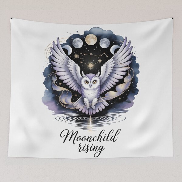 Item preview, Moonchild Rising – Mystical Owl and Lunar Phases Art designed and sold by LaLi-Designs.