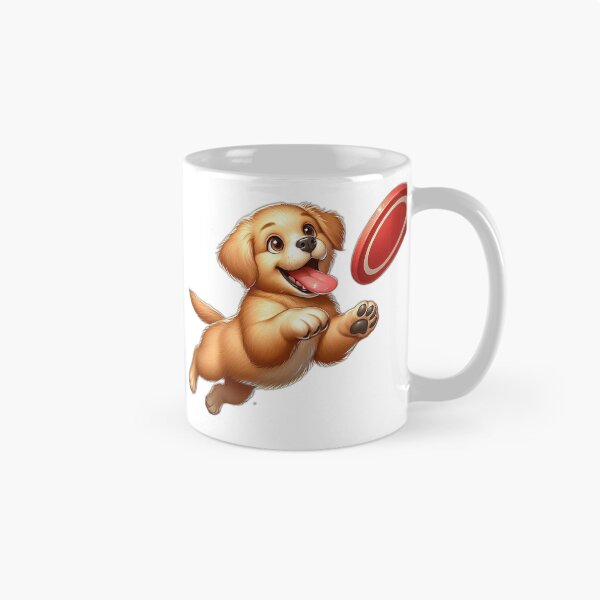 Item preview, Playful Golden Retriever Puppy Catching Frisbee - Cute Dog Art designed and sold by Confuzz1ed.