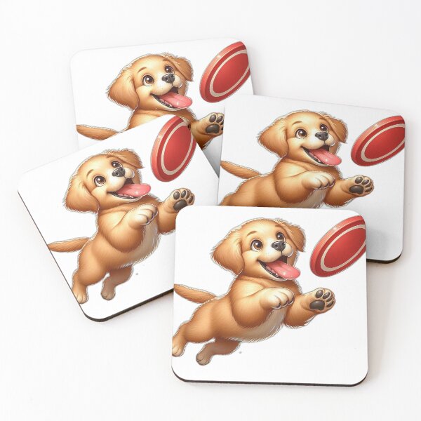 Item preview, Playful Golden Retriever Puppy Catching Frisbee - Cute Dog Art designed and sold by Confuzz1ed.