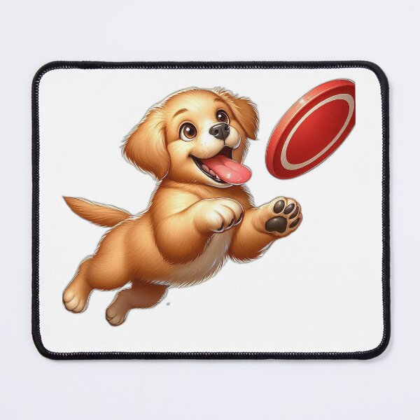 Item preview, Playful Golden Retriever Puppy Catching Frisbee - Cute Dog Art designed and sold by Confuzz1ed.