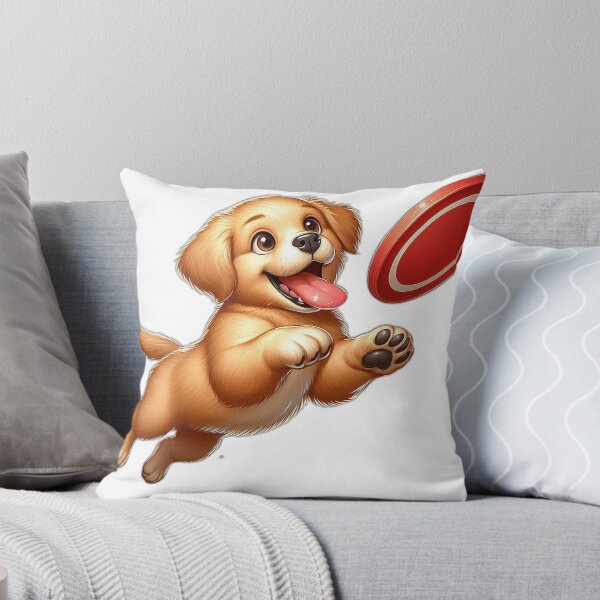 Item preview, Playful Golden Retriever Puppy Catching Frisbee - Cute Dog Art designed and sold by Confuzz1ed.
