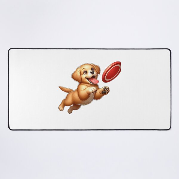Item preview, Playful Golden Retriever Puppy Catching Frisbee - Cute Dog Art designed and sold by Confuzz1ed.