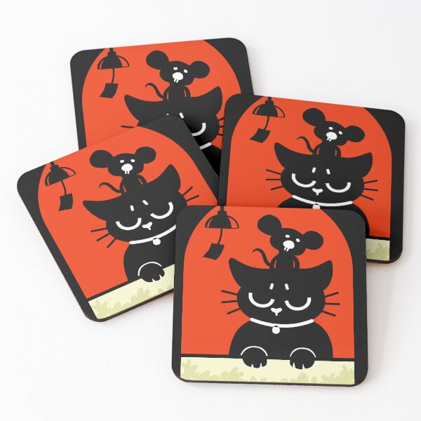 Item preview, Curious Black Cat & Mouse Friends with Wind Chime V.3 in colors designed and sold by OzzyMac.