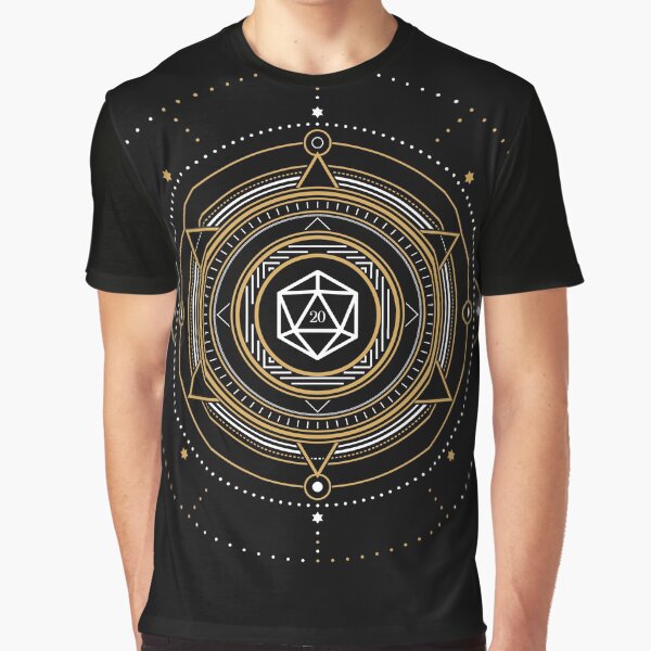 Polyhedral D20 Würfel Boho Geometrische Symbole Tabletop RPG Grafik T-Shirt