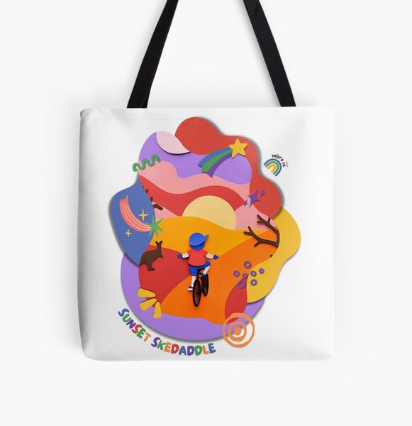 Sunset Skedaddle Bike Ride All Over Print Tote Bag