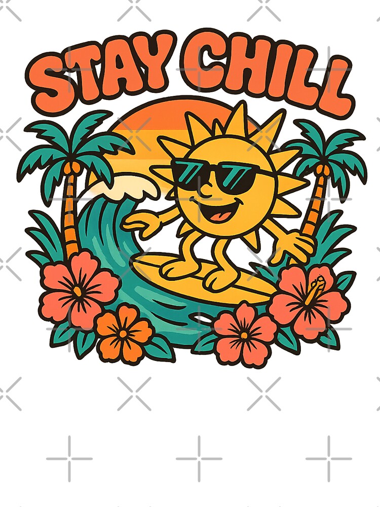 Thumbnail 7 of 7, Oversized T-Shirt, Stay Chill Retro Summer Surfing Sun – 90s Style designed and sold by Aaronskyy.