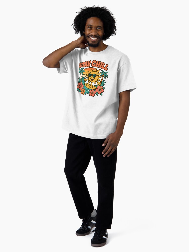 Thumbnail 4 of 7, Oversized T-Shirt, Stay Chill Retro Summer Surfing Sun – 90s Style designed and sold by Aaronskyy.