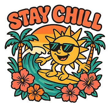 Artwork thumbnail, Stay Chill Retro Summer Surfing Sun – 90s Style by SkyyWorks