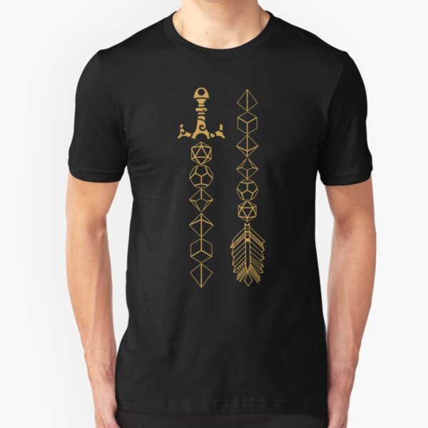 Polyhedral Dice Set Sword and Arrow Tabletop RPG Gaming Slim Fit T-Shirt