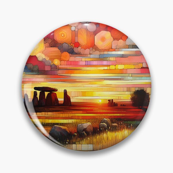 Item preview, Neolithic Light – A Glowing Sunrise Over Ancient Dolmens  designed and sold by Stoneflower-Art.