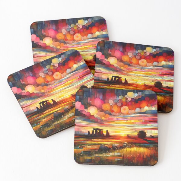 Item preview, Neolithic Light – A Glowing Sunrise Over Ancient Dolmens  designed and sold by Stoneflower-Art.