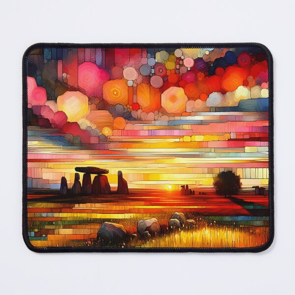 Item preview, Neolithic Light – A Glowing Sunrise Over Ancient Dolmens designed and sold by Stoneflower-Art.