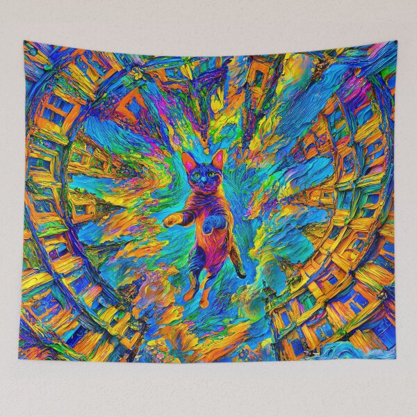 Item preview, Cat Between Worlds in Falling Sky Spiral designed and sold by blackhalt.