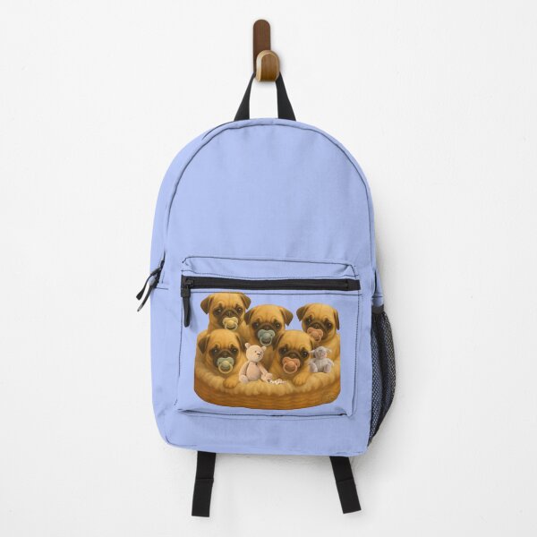 Item preview, “Pug Gang in a Cuddle Basket – Baby Edition” designed and sold by MitMopsundHerz Rosinchens_Welt.