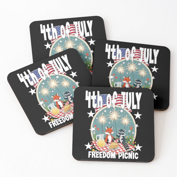 Item preview, 4TH OF JULY FREEDOM PICNIC cute patriotic America loving animals are celebrating Independence Day with fireworks in the park designed and sold by Jt41.