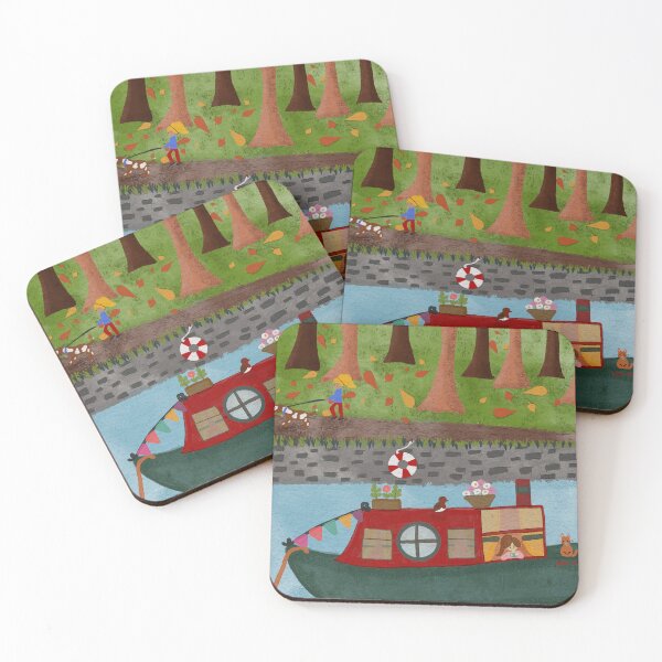 Item preview, Autumn Canal Life – Cozy Narrowboat Illustration designed and sold by Riley Ray Designs .