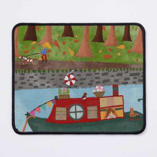 Item preview, Autumn Canal Life – Cozy Narrowboat Illustration designed and sold by Riley Ray Designs .