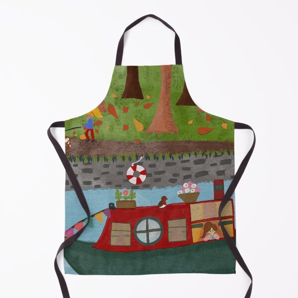 Item preview, Autumn Canal Life – Cozy Narrowboat Illustration designed and sold by Riley Ray Designs .