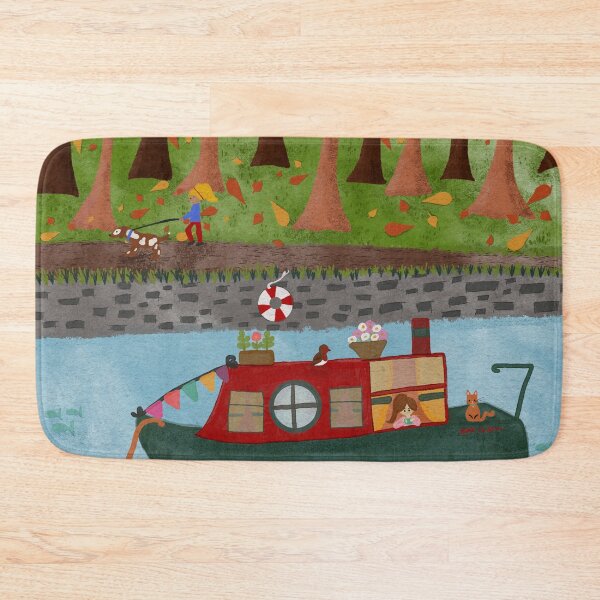 Item preview, Autumn Canal Life – Cozy Narrowboat Illustration designed and sold by Riley Ray Designs .