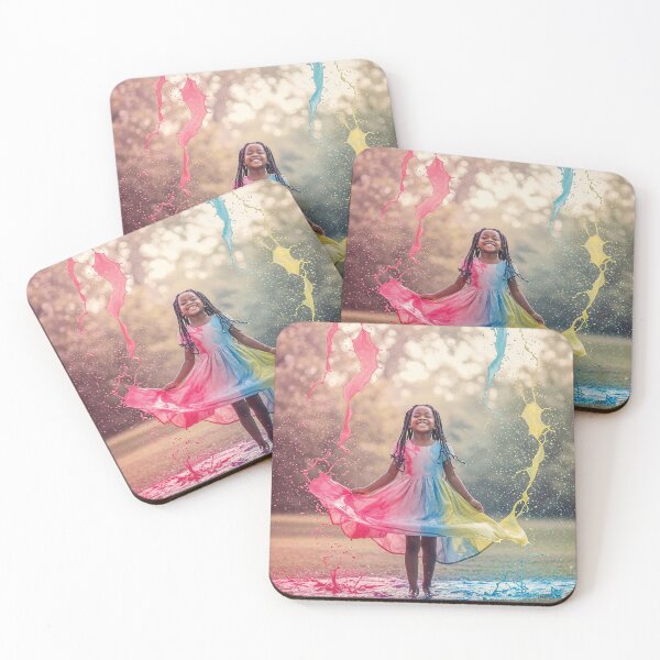 Item preview, Black Girl Dancing in a Rainbow-Colored Rainfall designed and sold by Afrobood.