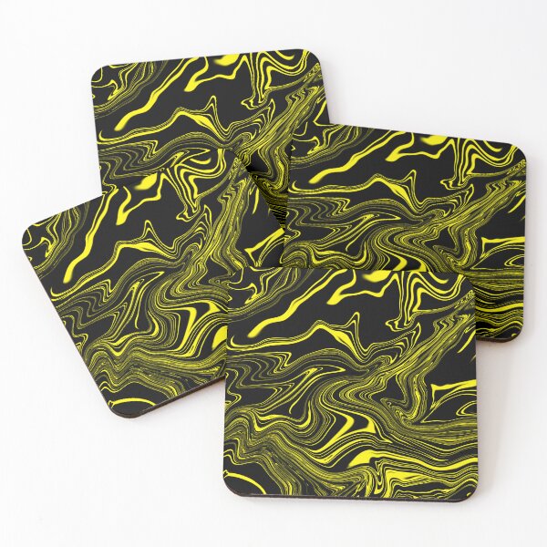 Item preview, Black and yellow abstract spiral art designed and sold by SassyJadePrints.