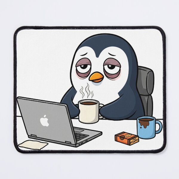 Item preview, Exhausted Coffee Penguin – Burned Out but Still Coding designed and sold by ELzor Arts.
