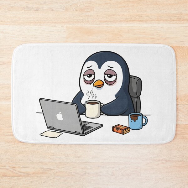 Item preview, Exhausted Coffee Penguin – Burned Out but Still Coding designed and sold by ELzor Arts.