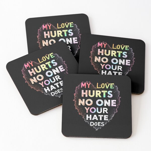 Item preview, LGBTQ Pride Quote – My Love Hurts No One. Your Hate Does – Bold Rainbow Heart Typography designed and sold by Urban-Pulse-UP.