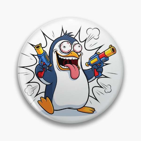 Item preview, Hysterical Penguin with a Toy Gun – Chill, It’s a Joke! designed and sold by ELzor Arts.