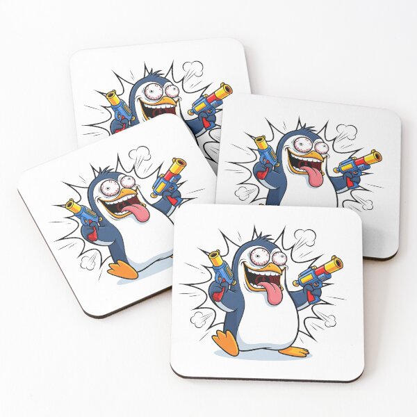 Item preview, Hysterical Penguin with a Toy Gun – Chill, It’s a Joke! designed and sold by ELzor Arts.