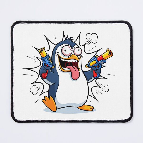 Item preview, Hysterical Penguin with a Toy Gun – Chill, It’s a Joke! designed and sold by ELzor Arts.