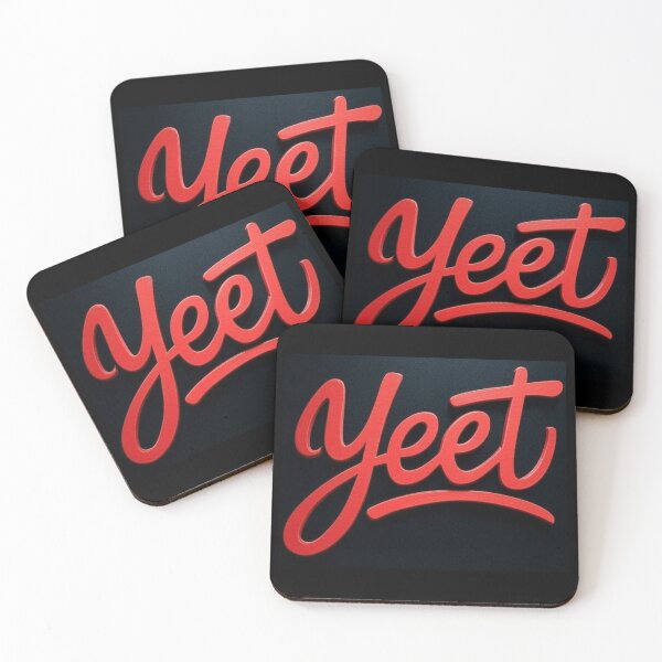 Aperçu de l'œuvre Graffiti rouge vif « Yeet » sur fond noir créée et vendue par DesignsMjB.