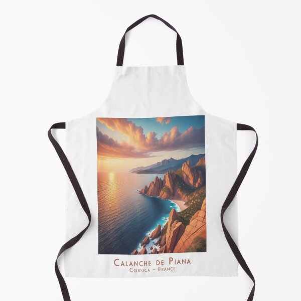 Item preview, Calanche de Piana – Magical retro vintage coastal view at sunset, Corsica landscape art designed and sold by pod24.