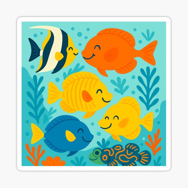 Item preview, Happy Fish in Colourful Ocean Scene designed and sold by BrindiBay.