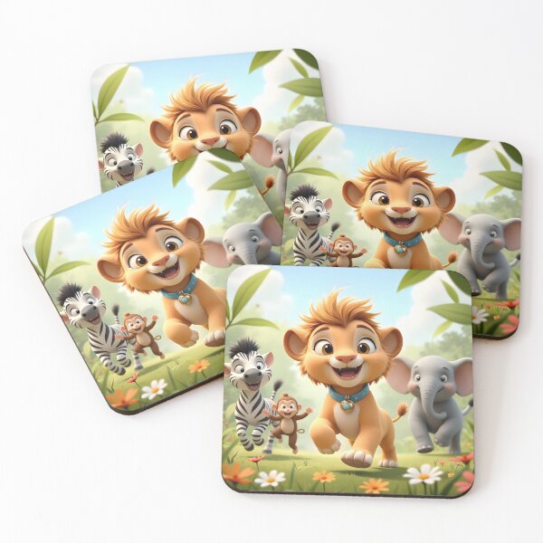 Item preview, Jungle Friends at Play – Vibrant Kids Animal Art Print designed and sold by TinyDreamWorld.