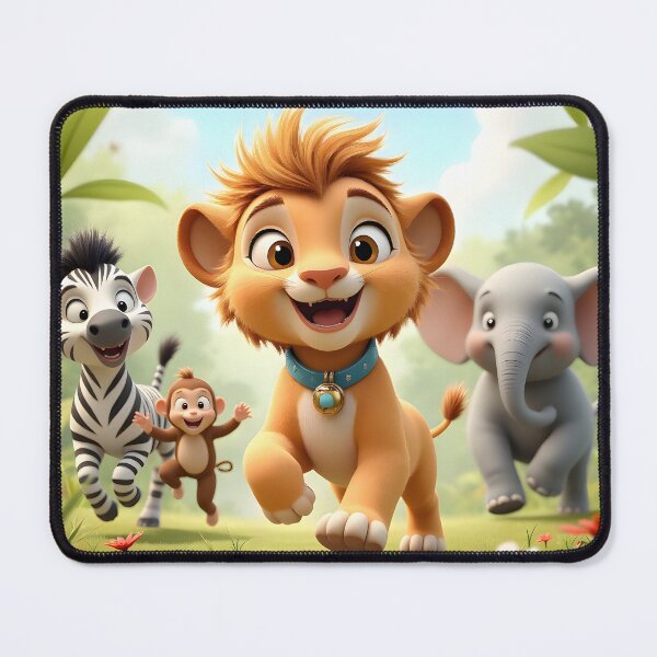 Item preview, Jungle Friends at Play – Vibrant Kids Animal Art Print designed and sold by TinyDreamWorld.