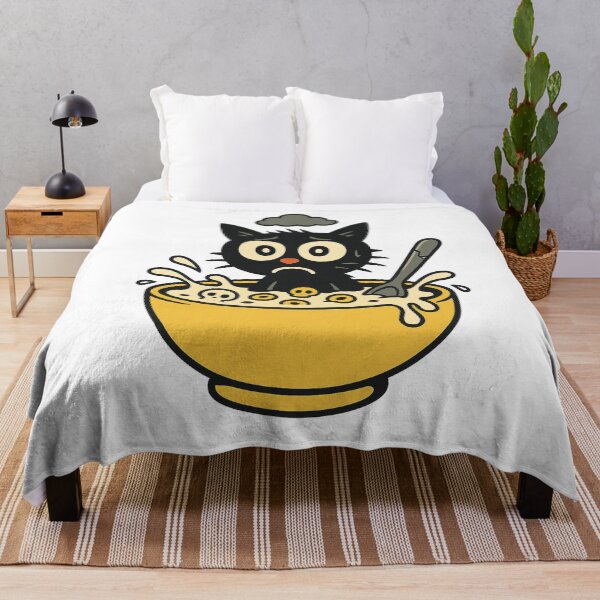 Item preview, Unlucky Cat in Cursed Cereal Bowl – Retro Cartoon Design designed and sold by OtakuQuotes.
