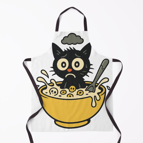 Item preview, Unlucky Cat in Cursed Cereal Bowl – Retro Cartoon Design designed and sold by OtakuQuotes.