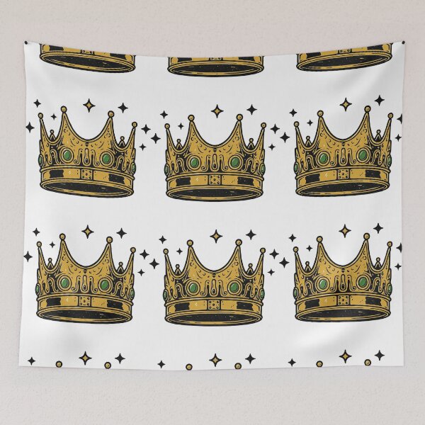 Item preview, Royal Gold Crown with Emerald Jewels – Majestic Vintage Illustration designed and sold by ArtfulWeave.