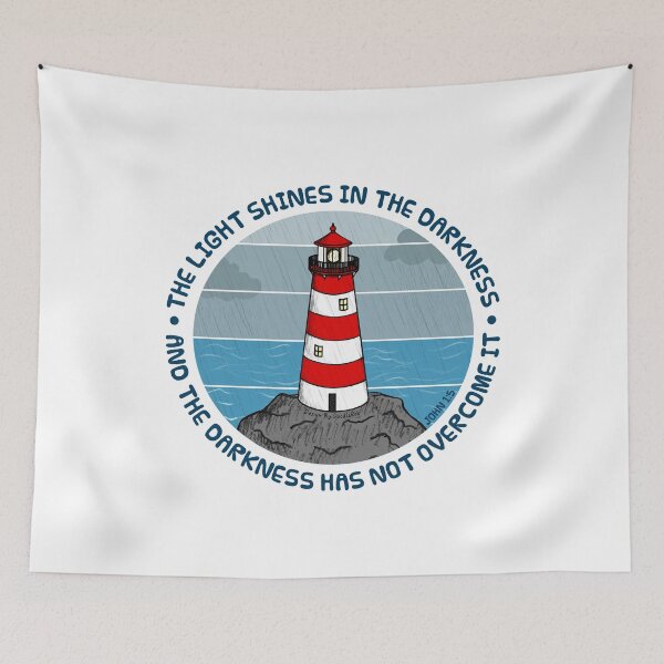 Item preview, Lighthouse, The Light Shines In The Darkness, Christian Church  designed and sold by doodlerob.