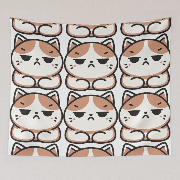 Item preview, Grumpy Cartoon Cat – Moody Kawaii Style Angry Kitty designed and sold by ArtfulWeave.